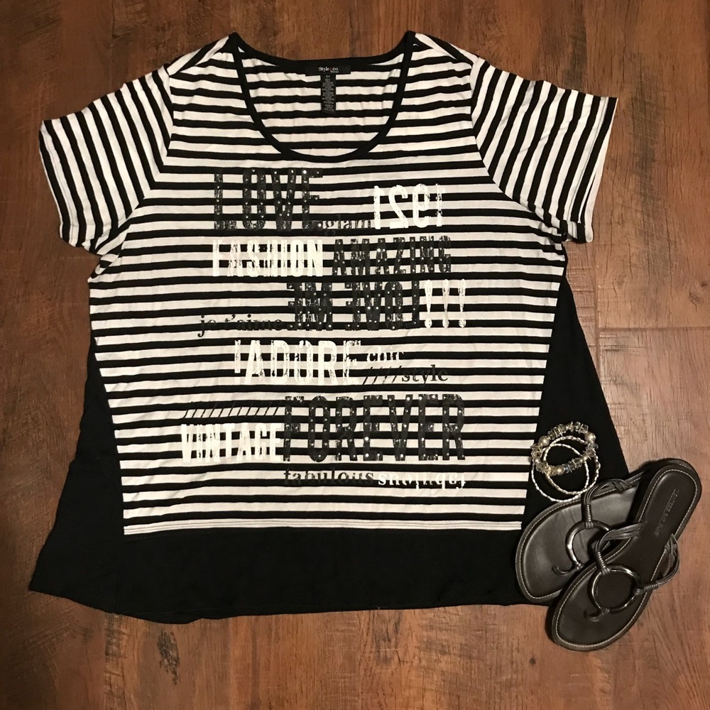 Style & co. Woman striped, embellished graphic top